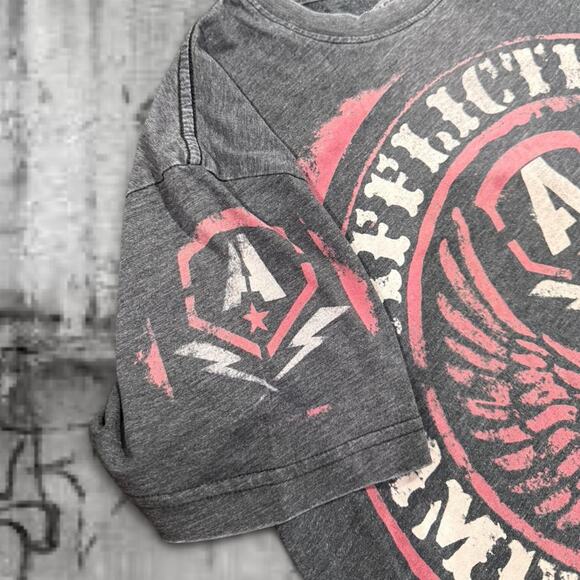 Affliction American Customs Skull Eagle Tee – Size M – Charcoal / Red Graphic - Picture 3 of 6